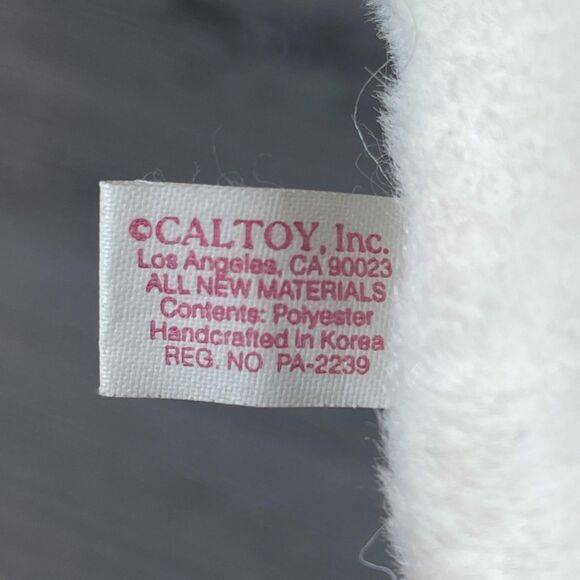 Vintage Caltoy Topper the White Bunny Rabbit Plush Green Bow Mini Stuffed Animal - Picture 11 of 12